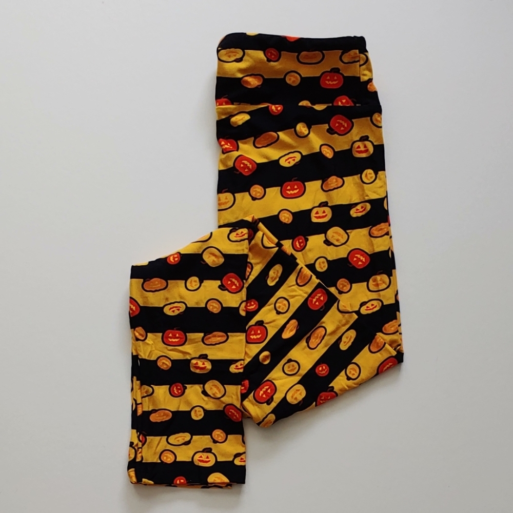 LuLaRoe OS Halloween Leggings Pumpkin Stripe (NWT)